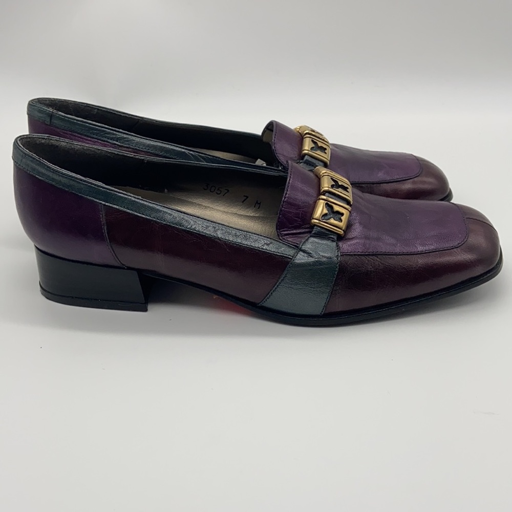 Vintage Margaret Jerrold Purple/Wine/Teal Loafers